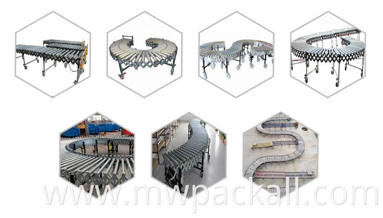 Good price electric power retractable flexible expandable roller conveyor for sale